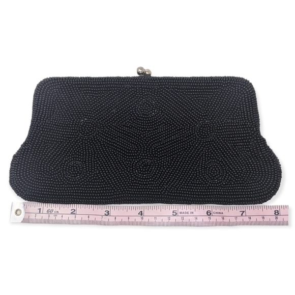 VTG 60s Silk Beaded Richere Bag by Walborg Clutch Hand Made in Japan Black - Picture 4 of 13